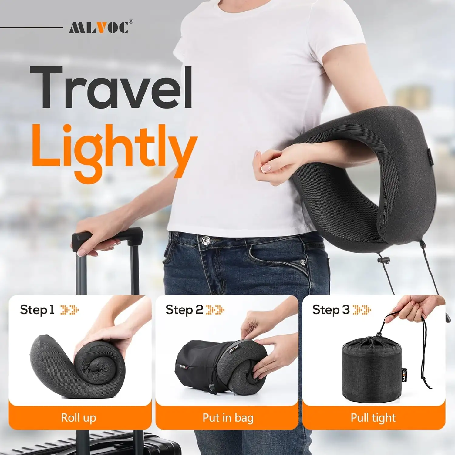 MLVOC Travel Pillow 100 percent Pure Memory Foam Neck Pillow - 71XoPyxmarL._AC_SL1500_